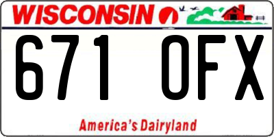 WI license plate 671OFX