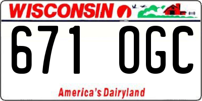 WI license plate 671OGC