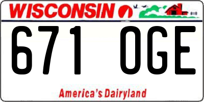 WI license plate 671OGE