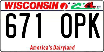 WI license plate 671OPK