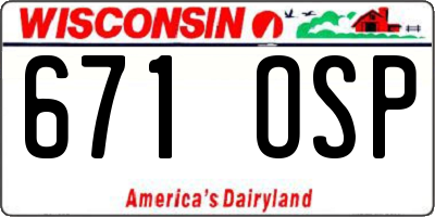 WI license plate 671OSP