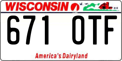 WI license plate 671OTF