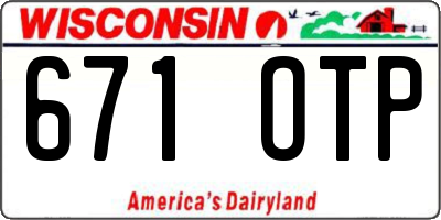 WI license plate 671OTP