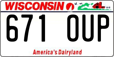 WI license plate 671OUP