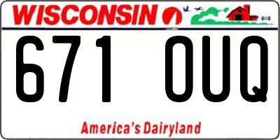 WI license plate 671OUQ