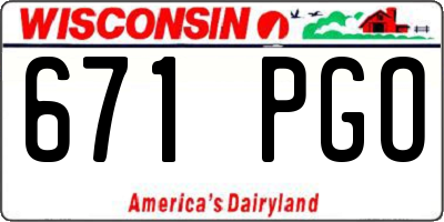WI license plate 671PGO