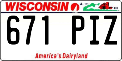 WI license plate 671PIZ