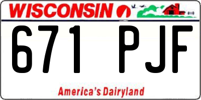 WI license plate 671PJF