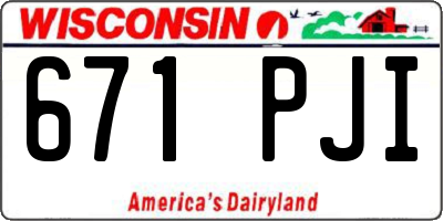 WI license plate 671PJI