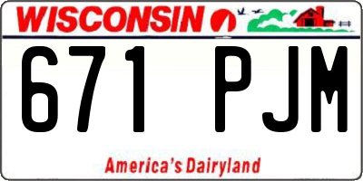WI license plate 671PJM