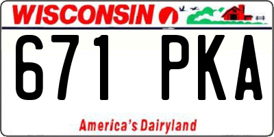 WI license plate 671PKA