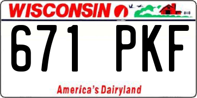 WI license plate 671PKF
