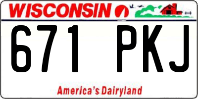 WI license plate 671PKJ