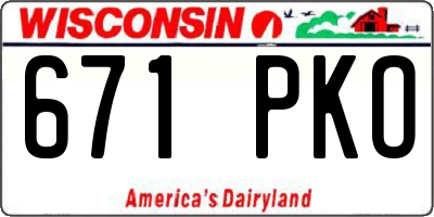 WI license plate 671PKO
