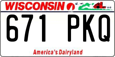 WI license plate 671PKQ