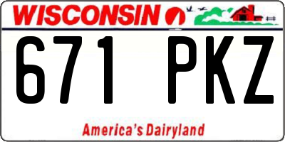 WI license plate 671PKZ