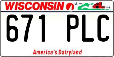 WI license plate 671PLC