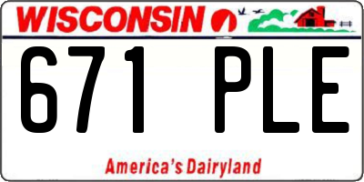 WI license plate 671PLE