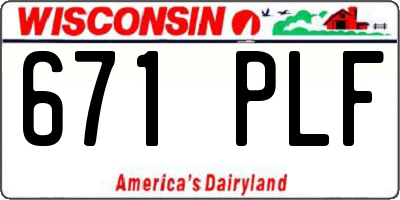 WI license plate 671PLF