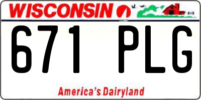 WI license plate 671PLG