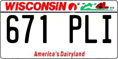 WI license plate 671PLI