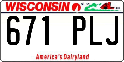 WI license plate 671PLJ