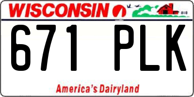 WI license plate 671PLK