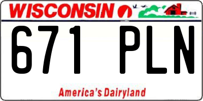 WI license plate 671PLN
