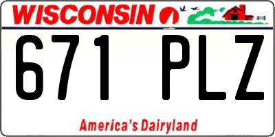 WI license plate 671PLZ