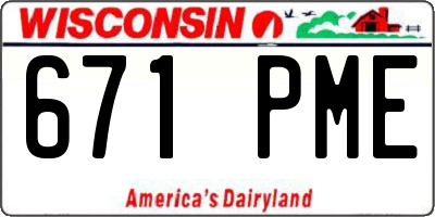 WI license plate 671PME