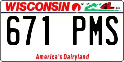 WI license plate 671PMS