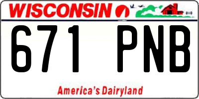 WI license plate 671PNB