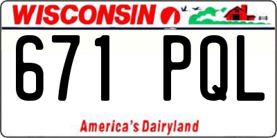 WI license plate 671PQL