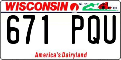 WI license plate 671PQU