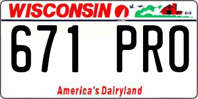 WI license plate 671PRO