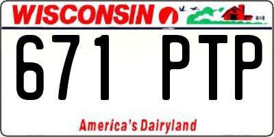 WI license plate 671PTP