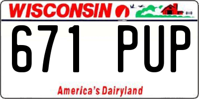WI license plate 671PUP