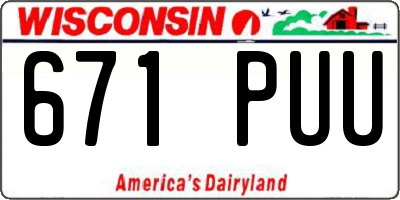 WI license plate 671PUU