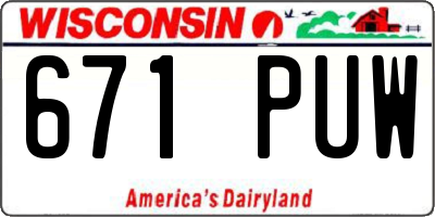 WI license plate 671PUW