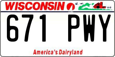 WI license plate 671PWY