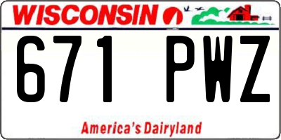 WI license plate 671PWZ