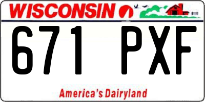 WI license plate 671PXF