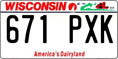 WI license plate 671PXK
