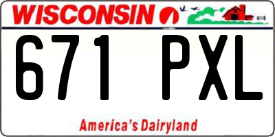 WI license plate 671PXL