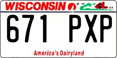 WI license plate 671PXP