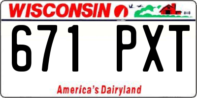 WI license plate 671PXT