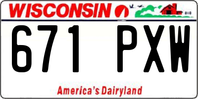 WI license plate 671PXW
