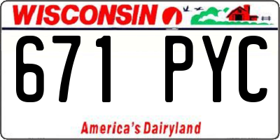 WI license plate 671PYC