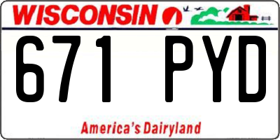 WI license plate 671PYD