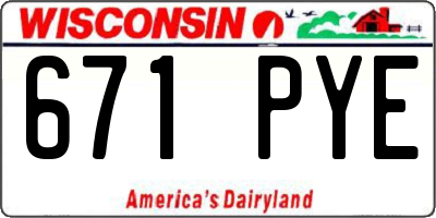 WI license plate 671PYE